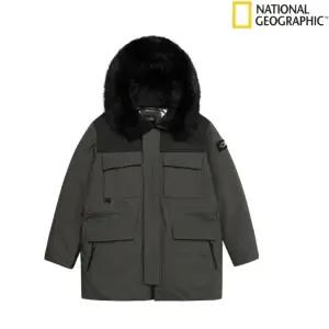 남여공용 오거스틴 퍼 트리밍 중기장 구스 후디 다운 점퍼 N234UDW140