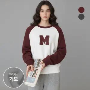 [국내자체제작] 엠블럼 배색 맨투맨 (기모)