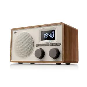 브리츠 BZ-V1 레트로 감성 블루투스 스피커 라디오 알람 시계 인테리어스피커 올인원 휴대용 캠핑