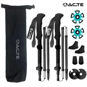 액트 접이식 카본스틱 AST-236 2개1세트 접이식 폴딩 5단 스틱 일자 등산용 노르딕워킹 트레킹