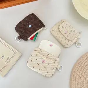 누베아 코듀로이 프린트 카드 동전 지갑 미니 파우치