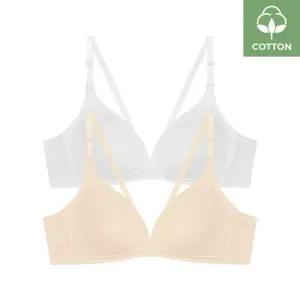 수아팜 주니어 3단계 코튼 스판 브라 2매_아이보리/스킨