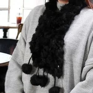 블랙 여성 목도리 겨울목도리 토끼털목도리