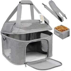 베지베어 대형 고양이 캐리어 2마리 고양이용 소프트 사이드 펫 소형견 최대 20파운드 접이식 여행용