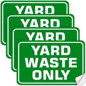 야드 폐기물 스티커 전용 표지판 4팩 10인치 x 7인치 재활용 쓰레기 자가 접착 비닐 방수 실외 및 실내