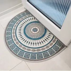 북유럽풍 논슬립 벨벳 반원형 발매트 C type 그린 (WFJ5QH4)