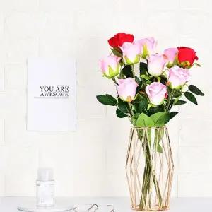 꽃병 인테리어 투명 고급 화병 소형 샴페인골드 (WFJPVB3)