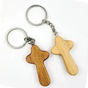 우드 십자가 열쇠고리 EDC 친구 선물 커플 기념품 (WFJ5T18)
