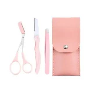 눈썹정리기 눈썹 가위 칼 3종세트 핑크 (WFJPW3U)