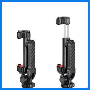 360 °   듀얼 콜드 슈가 있는 회전식 전화 삼각대 마운트 범용 휴대 전화 홀더 수직 팔 조절 가능한 전화