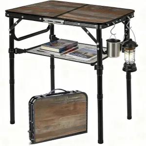 Kcmploro 접이식 피크닉 테이블 2피트 휴대용 캠핑 높이 조절 가능 금속 알루미늄 경량 소형 야외 카드