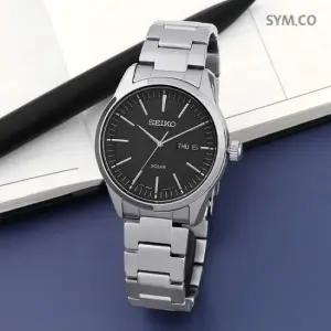 SNE527P1 태양충전 솔라파워 실버 블랙 정장캐쥬얼 남자 메탈 시계 d