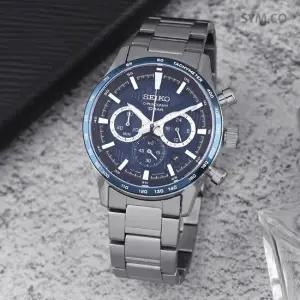 SSB445P1 크로노그래피 블루다이얼 100미터방수 캐쥬얼 남자 메탈 시계 d