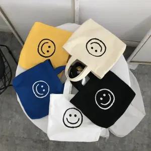 에코백 스마일 미니 캔버스 토트백 가방