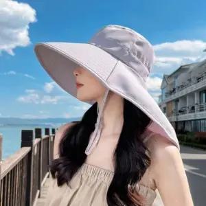 여성 목덮는 와이드 방수 챙 모자 플랩캡 물놀이 수영