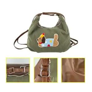 [하프클럽/]큐티 강아지 골덴 백팩 여성 숄더백 레더가방