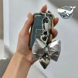 우아한 실버 리본 키링 포인트 키체인 WFH68AR