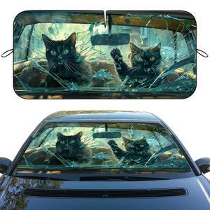 재미있는 블랙 바이저 앞유리 접이식 자동차 전면 유리 59인치 선쉐이드 31 5인치 열유리 3D 유리창 깨진 프로텍터