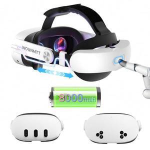 [포르르] 배터리가 장착된 oculus 메타 퀘스트 3/3s용 헤드 스트랩, 원클릭 핏의 조절 가능한 vr 액세서리, 후면 쿠션 다이얼, 2 u20134h 플레이타임, 스트랩으로 얼굴 스트레스를 줄여 게임의 편안함을 제공합니다