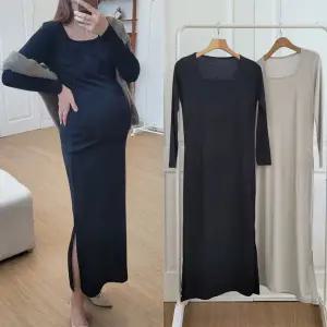 [보리보리/마미누리]스퀘어넥 주수 만삭촬영 원피스 임부복 임부원피스 임산부드레스