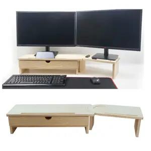 모니터받침대 원목모니터받침대 원목 미니 듀얼모니터거치대