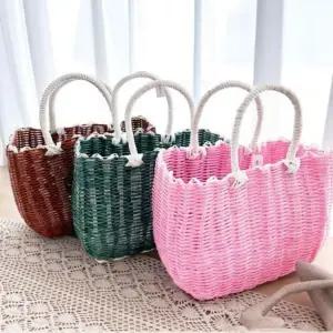 [하프클럽/]피크닉 바구니 스트로우백 산뜻한 빨대 가방 물결 디자인