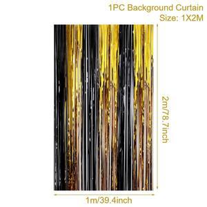 다미식 생일 파티 장식 배경 커튼 반짝이 블랙 골드 프린지 호일 결혼식 성인 기념일