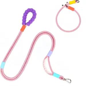 이중 레이어 나일론 반려견 목줄 및 목걸이 중형 대형견을 위한 패딩 핸들이 있는 5피트 강도 높은 훈련용