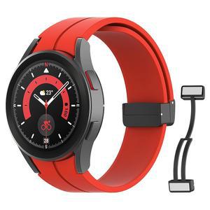 갤럭시 워치 7 FE 6 5 4 밴드 40mm 44mm /워치 클래식 43mm 47mm 프로 45mm 42mm 46mm, 갭이 없는 마그네틱 걸쇠 실리콘 스포츠 스트랩, 빨간색