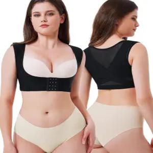 여성용 URSEXYLY 어퍼 허리 보호대 통기성 자세 교정 교정기 (블랙 L)