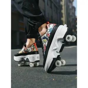 액티브 롤러슈즈 운동화 바퀴 달린 신발 간편한 성인용 흑백 9911 베이지오렌지