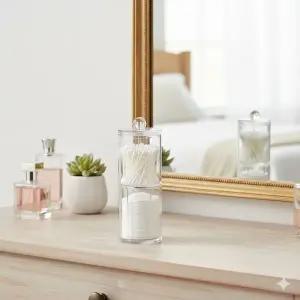 화장솜통 면봉통 투명 아크릴 케이스 2단 (WFKAFLJ)