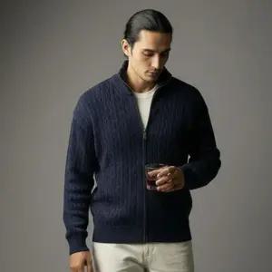 화이트블럭9 네이비 집업니트 집업가디건 남성 남자봄코디 30대 니 하이넥