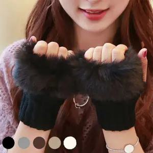 [하프클럽/]인조모 와플니트 핸드워머