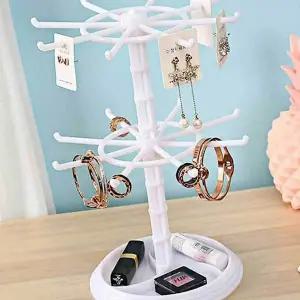 [하프클럽/]화이트 악세서리 거치대 회전 진열대 쥬얼리 2단