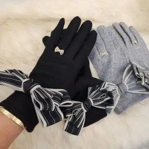 [하프클럽/]러블리 빅리본 여성 터치장갑 캐주얼 울 그레이 겨울