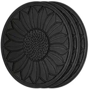 LT Rubber 해바라기 정원 밟는 돌 11-3/4인치 블랙 3개 세트