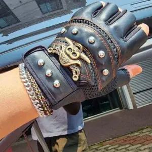 [하프클럽/]바이크 데이 해골 장갑 기본 스컬장식 글러브 오토바