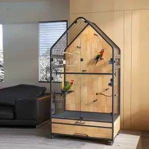 대형새장 바퀴 이동식 새장 앵무새 새집 놀이터 반려조