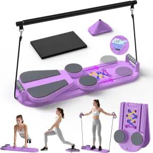 휴대용 필라테스 리포머 보드 전신 운동을 위한 전문 접이식 다목적 가정용 트레이닝 장비 슬라이딩 라벤더