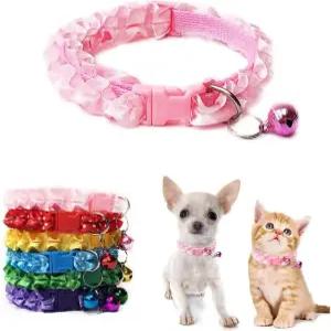 강아지를 위한 핑크 칼라 벨 고양이를 소녀 레이스 XXS Xs 작은 애완견 동물 배설물 고양이 암컷 XSmall