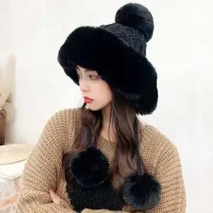 왕방울 꽈배기 니트 털 모자 비니 겨울 귀마개 방한