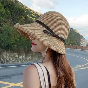 여성 리본장식 비치 데일리 밀짚모자 썬캡