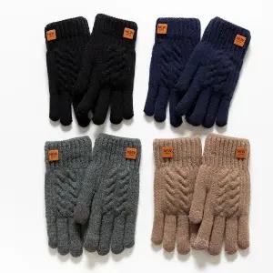[하프클럽/]꽈배기 니트 털 장갑 겨울 방한 스마트폰 터치 장갑
