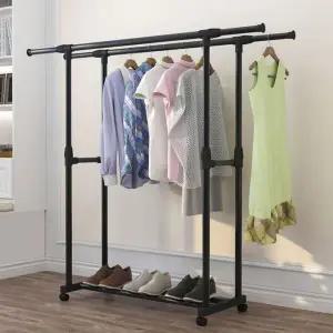 [하프클럽/]행거 철제 옷걸이 드레스룸 스탠드 2단 바퀴 조립식