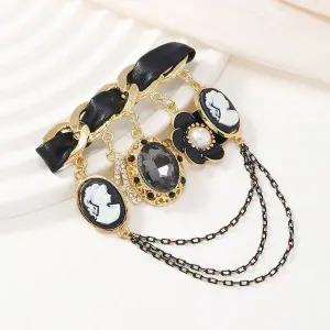 [하프클럽/]앤틱 레트로 런던스타일 진주 참 옷핀 브로치 D타입