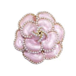 [하프클럽/]앤틱 레트로 가을 겨울 마블 진주 브로치 핀 브로찌 핑크