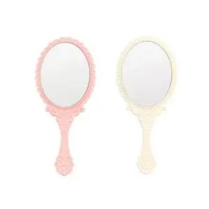 핑키 휴대용 손거울 1P 화장 미용 손잡이 공주거울 WB10559