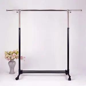 [하프클럽/]이동행거 블랙 1단 매장용 이동식 옷걸이 행거-이동형