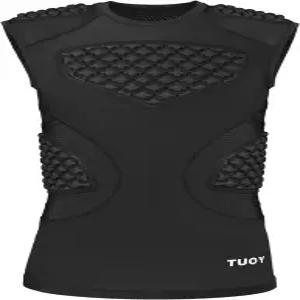 TUOY 성인 갈비뼈 가슴 보호대 새 버전 - 패딩 처리된 5 패드 야구 축구 라크로스 심장 흉골